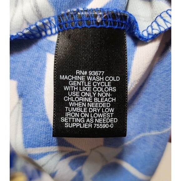 LIZ CLAIBORNE CAREER WOMENS XL BLUE FLORAL TROPICAL SLEEVELESS BLOUSE HAWAIIAN - Picture 7 of 10